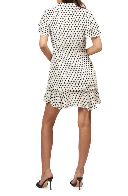 Shop Equipment Lilia Dot Ruffle Sleeve Silk Minidress In Nature White True Black