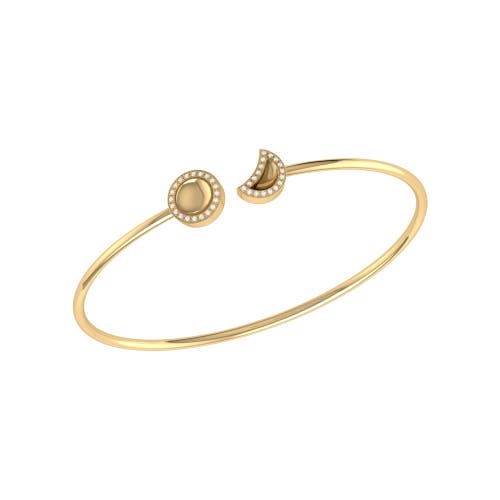 Luvmyjewelry Moon Phases Sterling Silver Diamond Adjustable Cuff In 14kt Gold Vermeil On Sterling