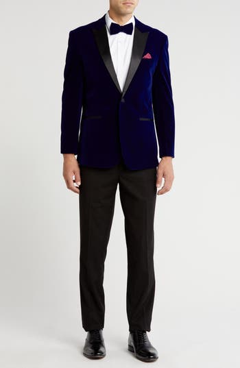 Gino Vitale Slim Fit 2-piece Velvet Suit In Blue