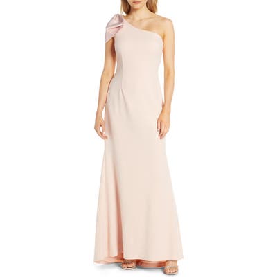 Petite Eliza J One-Shoulder A-Line Gown, Pink
