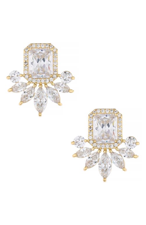 Ettika Crystal Stud Earrings in Gold