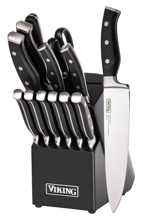 Shop Viking 14-piece German Steel Knife Block Set In German Steel/black