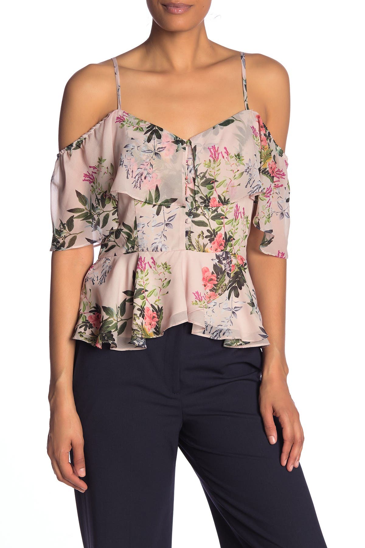 parker cold shoulder ruffle blouse