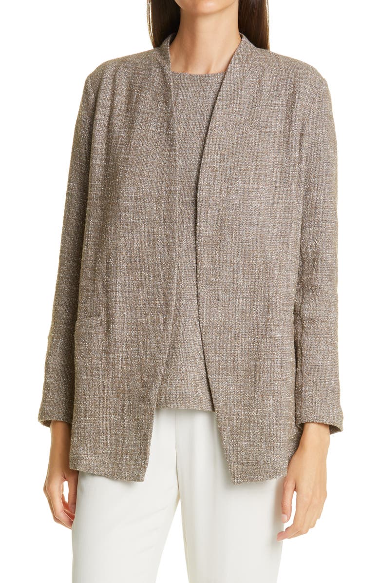 EILEEN FISHER Cotton Slub Tweed Jacket, Main, color, DRFWD