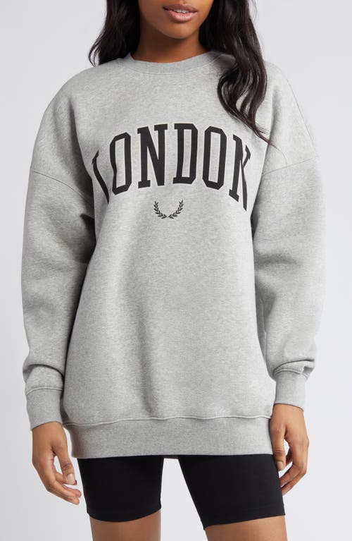 Oversize Graphic Crewneck Sweatshirt in Grey- London
