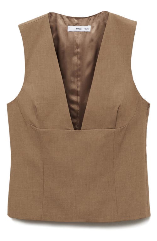 Mango Deep V-neck Tank In Medium Brown
