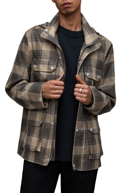 AllSaints Hokke Plaid Shirt Jacket in Brown at Nordstrom, Size Xx-Large