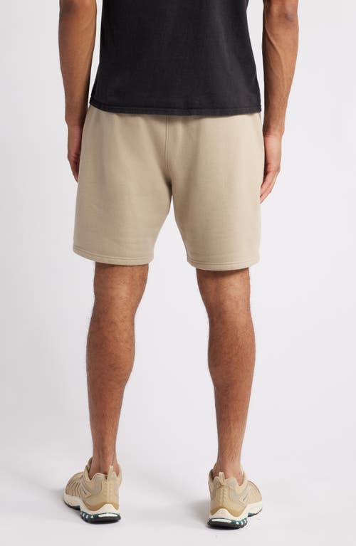 Shop Zella Cloud Fleece Shorts In Tan Aluminum