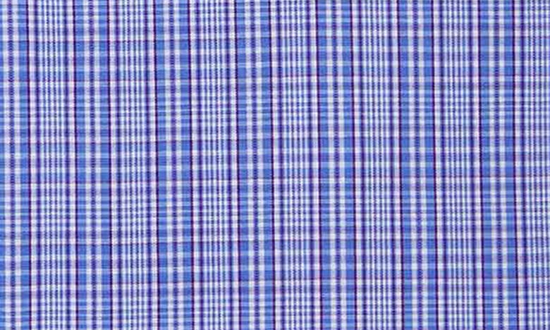 Shop David Donahue Regular Fit Check Cotton Poplin Dress Shirt In Blue/ Purple