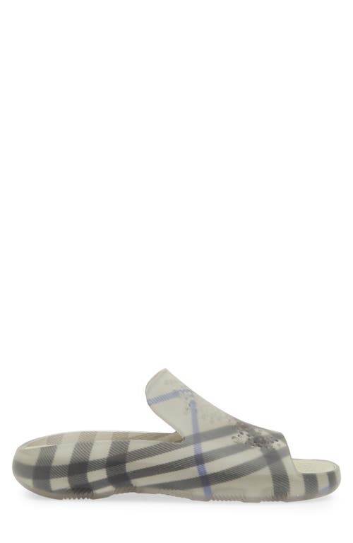 Shop Burberry Stingray Check Ekd Slide Sandal In Lichen Check