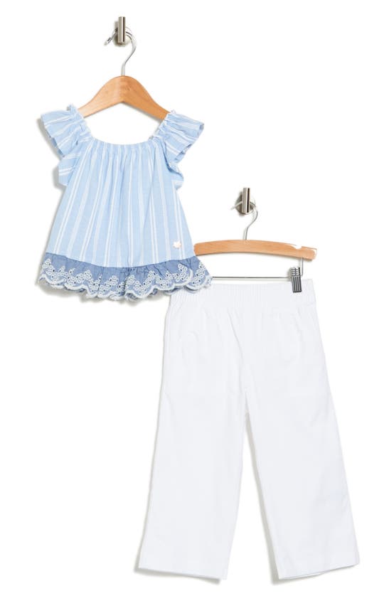 Shop Bcbg Kids' Stripe Top & Pants Set In Oceana