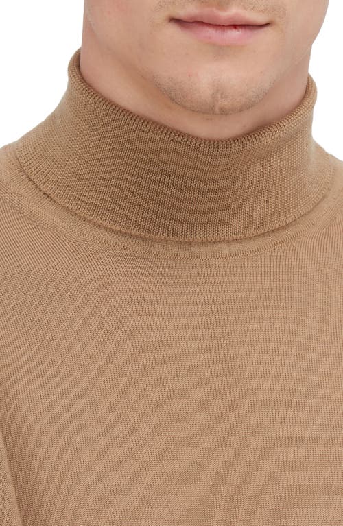 Shop Bugatchi Sawyer Merino Wool Turtleneck Sweater In Camel