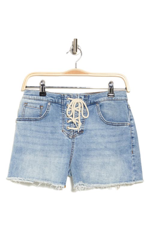 Circus NY Lace-Up High Waist Denim Shorts in Equestrian