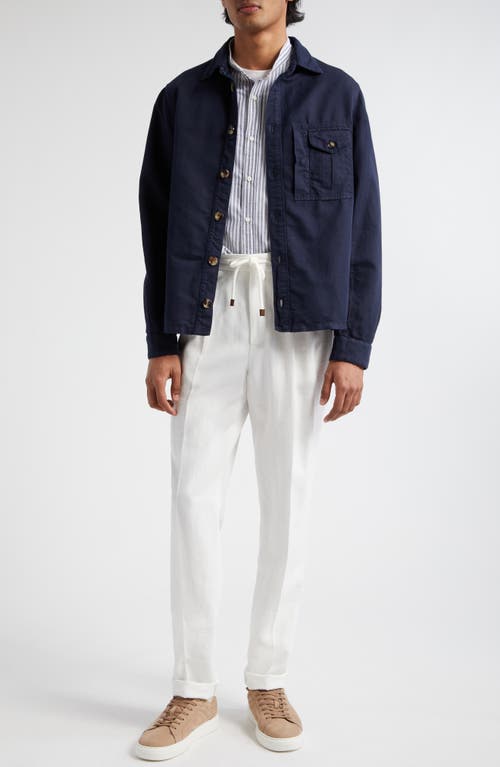 Brunello Cucinelli Linen & Cotton Shirt Jacket C2515 Ocean Blue at Nordstrom, Us
