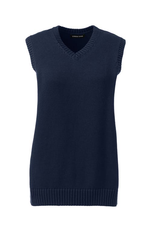 Lands' End School Uniform  Cotton Modal Sweater Vest In Classic Navy