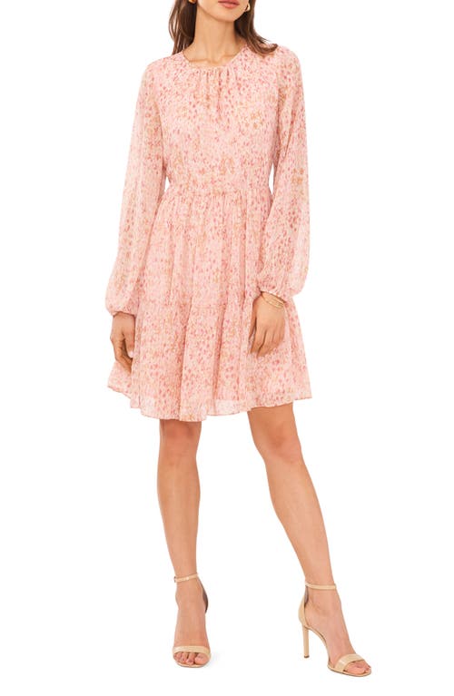 halogen(r) Abstract Print Long Sleeve Tiered Dress in Ballet Slipper