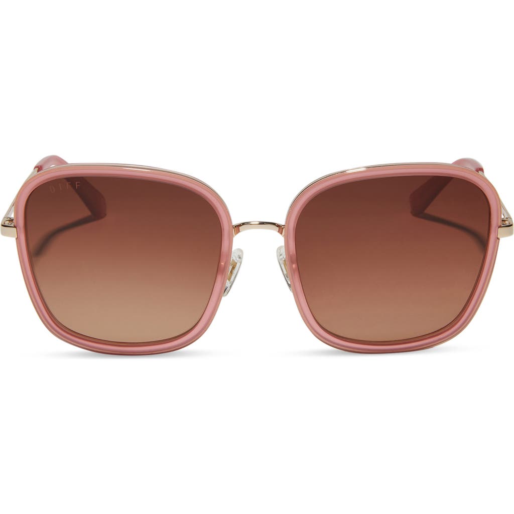 Diff Genevive 57mm Polarized Square Sunglasses In Brown