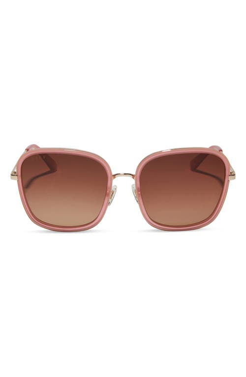 Genevive 57mm Polarized Square Sunglasses in Guava /Brown Gradient