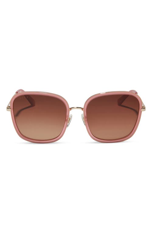 Shop Diff Genevive 57mm Polarized Square Sunglasses In Guava/brown Gradient