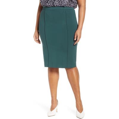 Plus Size Eloquii 9-To-5 Stretch Pencil Skirt, Green