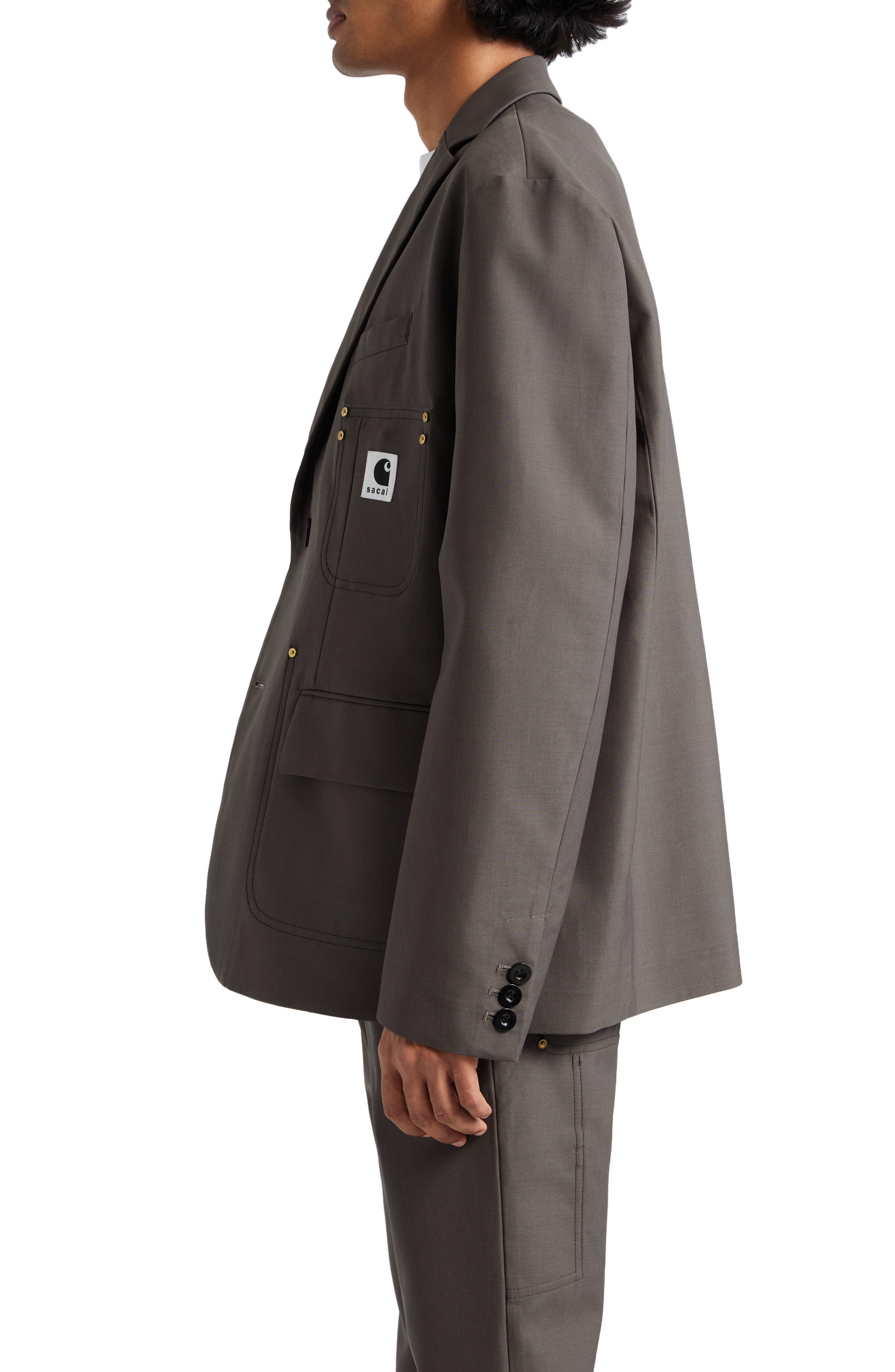 Sacai Carhartt WIP Reversible Bonded Suiting Jacket in Taupe