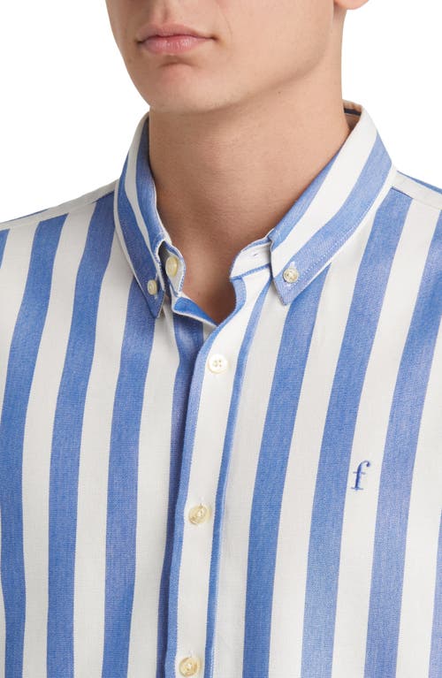 Shop Forét Foret Life Stripe Organic Cotton Button-down Shirt In Blue/cloud