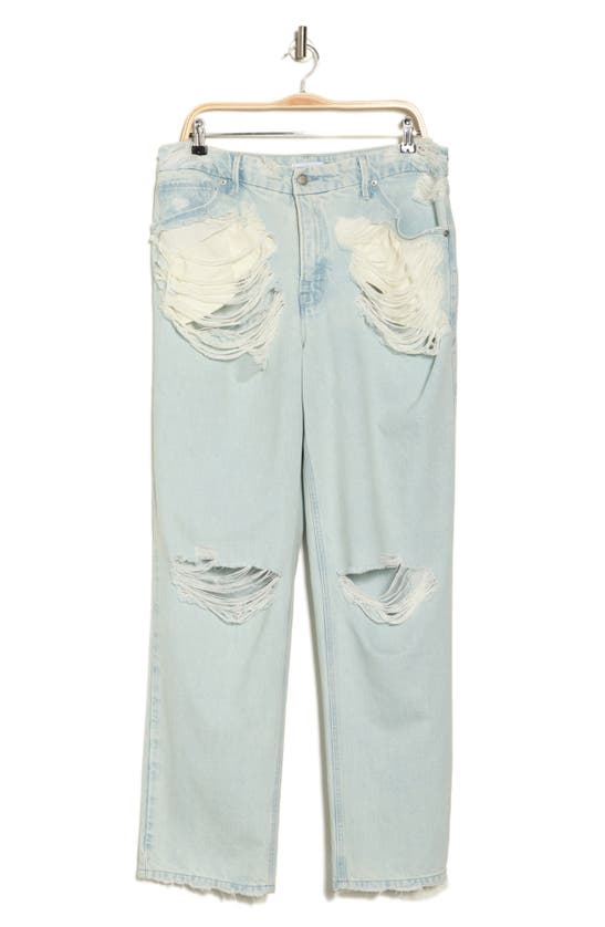 GOOD AMERICAN GOOD AMERICAN GOOD '90S SHREDDED HIGH WAIST RELAXED JEANS
