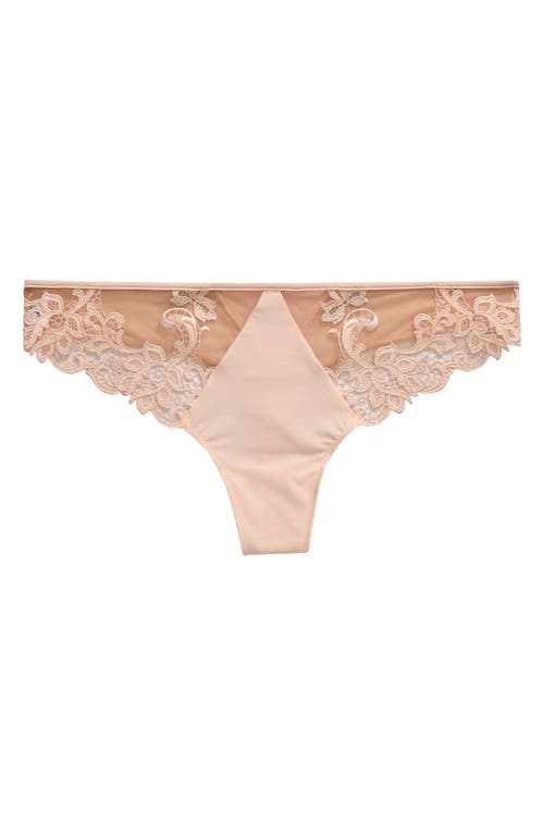 Shop Simone Perele Saga Lace Trim Thong In Pink Coral