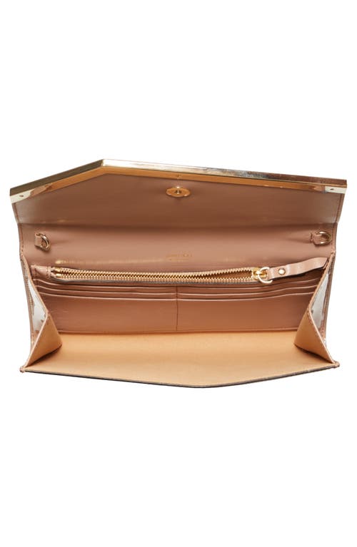 Jimmy Choo Emmie Leather Clutch Bag In Ballet Pink/light Gold