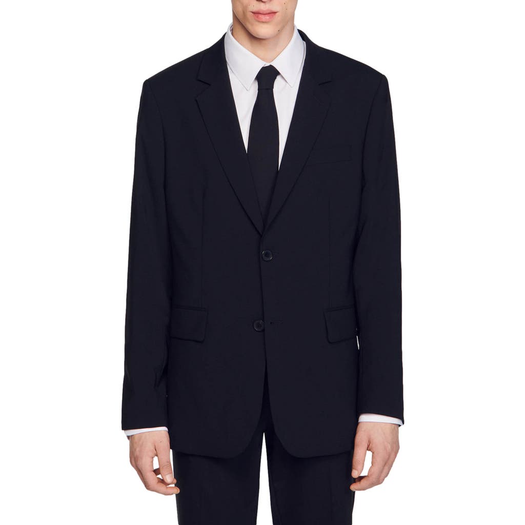 Sandro Virgin Wool Suit Jacket In Black
