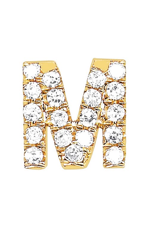 Ef Collection Diamond Initial Stud Earring In 14k Yellow Gold/m