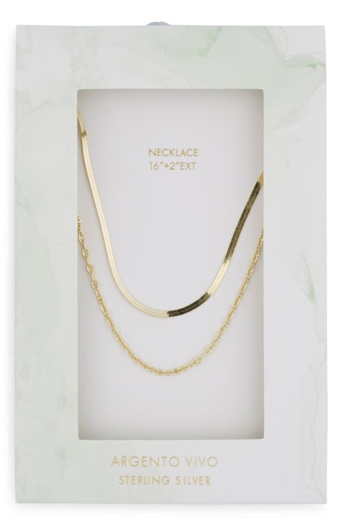 Argento Vivo Sterling Silver Herringbone Layered Chain Necklace In Gold