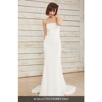 Nouvelle Amsale Arielle Bow Detail Strapless Crepe Gown, Size IN STORE ONLY - Ivory