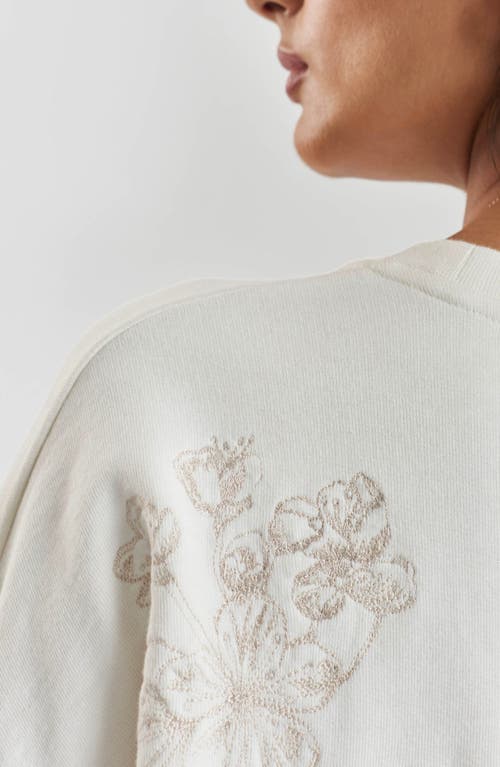 Shop Peachaus Salix Blossom-embroidered Ethical-cotton Sweatshirt In Moonlight White