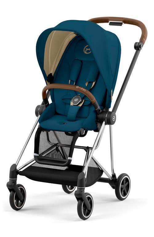 CYBEX MIOS 3 Compact Lightweight Stroller with Chrome/Brown Frame in Mountain Blue at Nordstrom