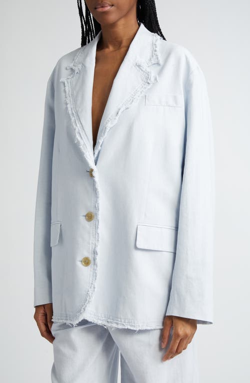 Shop Acne Studios Jimoni Raw Edge Cotton & Linen Blazer In Pale Blue