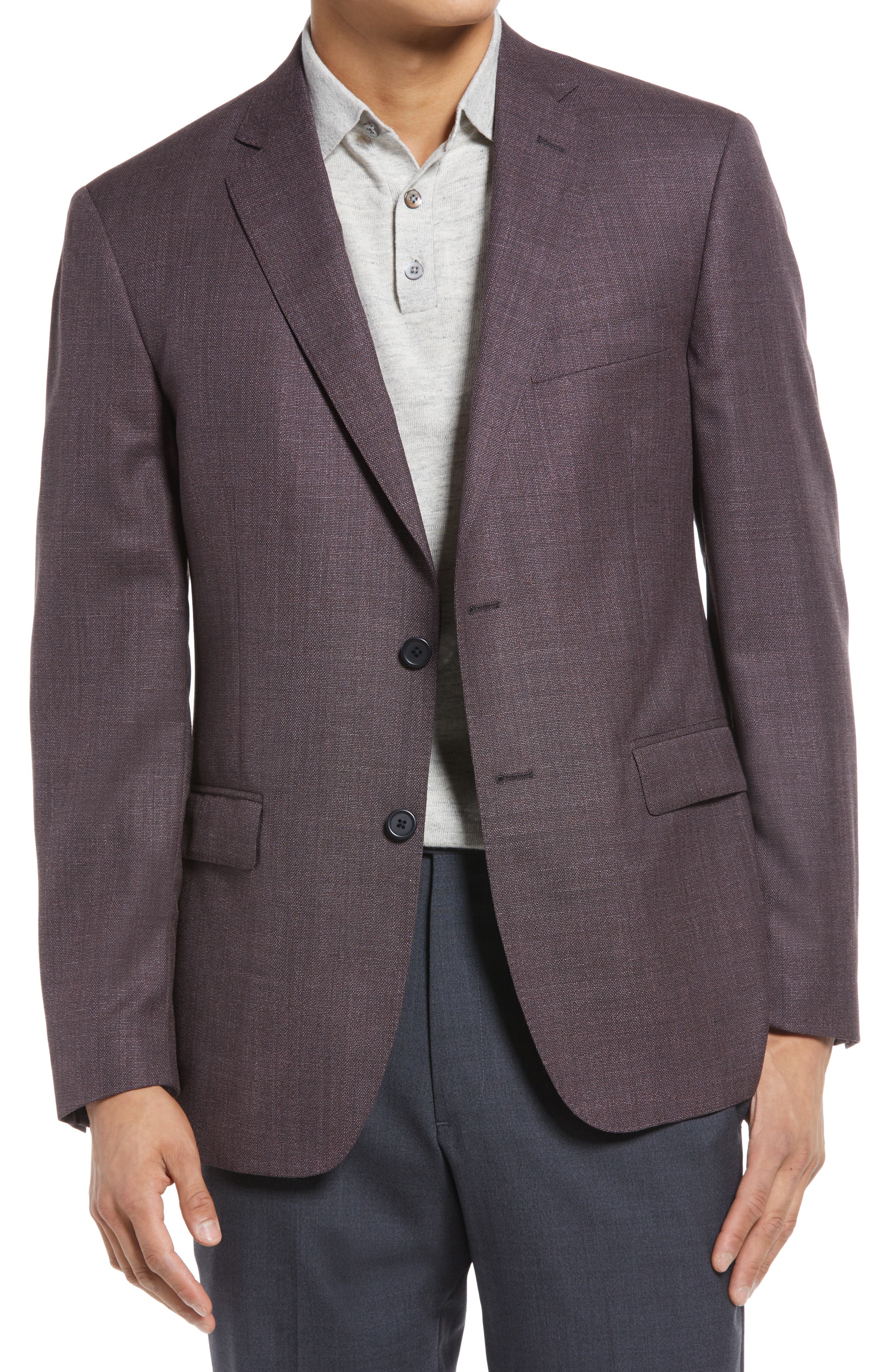 JB Britches Texture Print Wool Sport Coat in Burgundy at Nordstrom