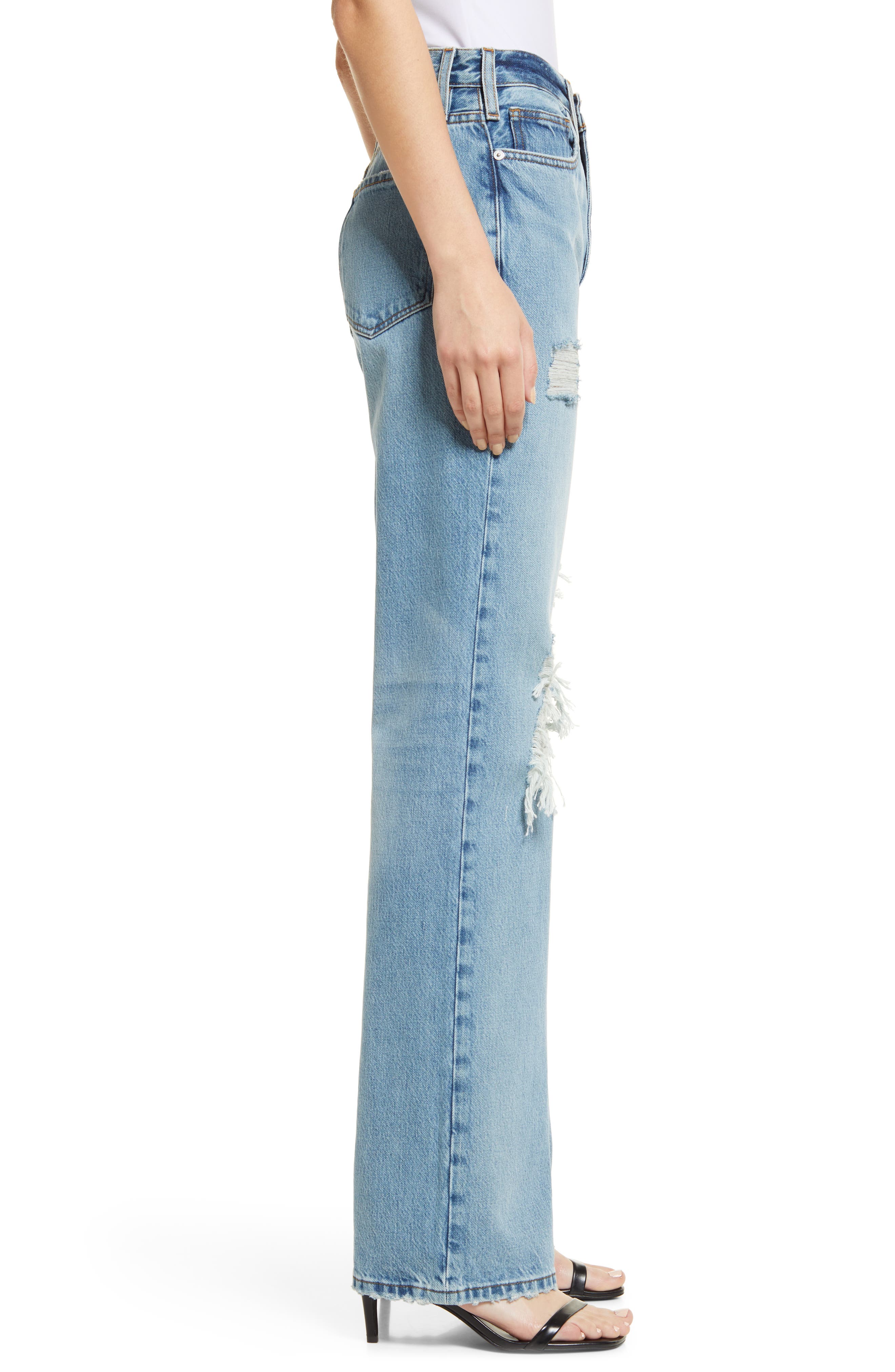 frame high rise straight leg jeans