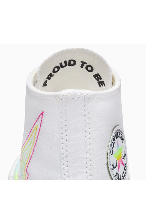 Shop Converse Kids' Pride Chuck Taylor® All Star® High Top Sneaker In White/white/chaos Fuschia