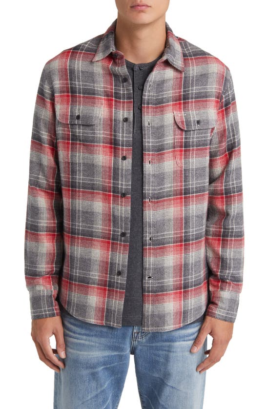 Treasure & Bond Trim Fit Plaid Flannel Button-up Shirt In Red
