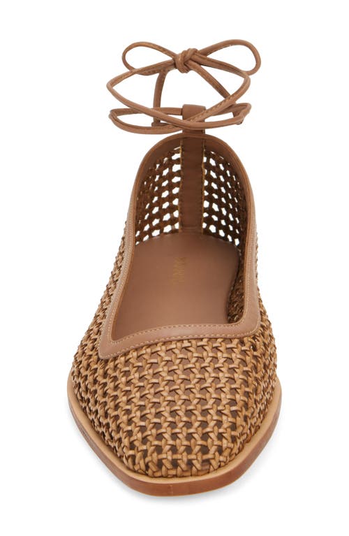 Shop Kaanas Nana Woven Ankle Wrap Ballet Flat In Honey