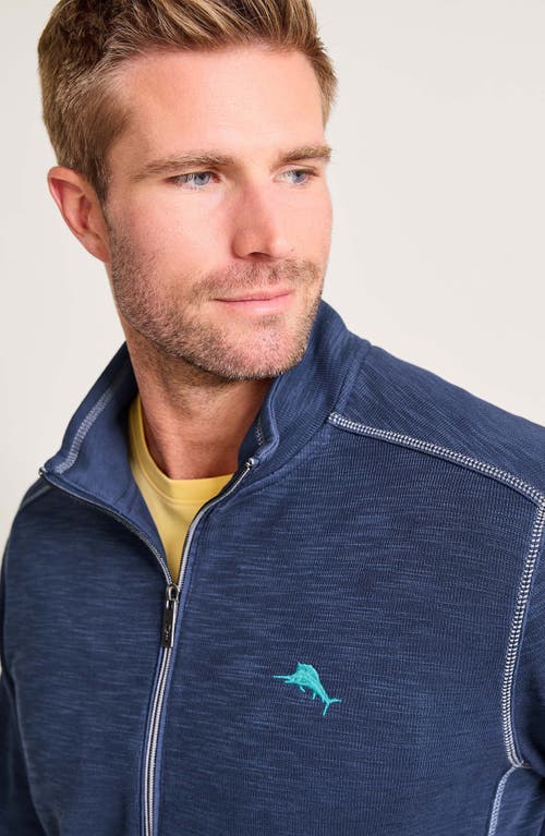 Tommy Bahama Tobago Bay Slub Rib Zip Front Jacket In Island Navy