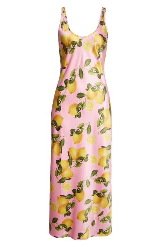 Shop L Agence L'agence Akiya Satin Tank Dress In Cotton Candy Multi Lemon