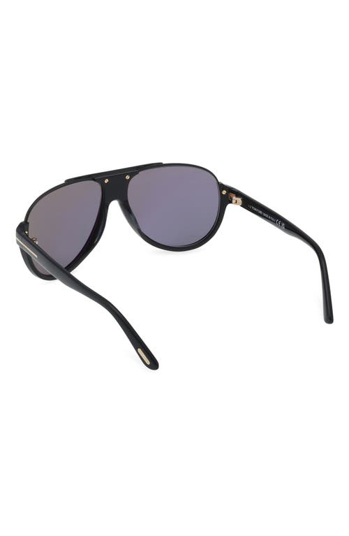 Shop Tom Ford Dimitry 59mm Polarized Aviator Sunglasses In Shiny Black/smoke