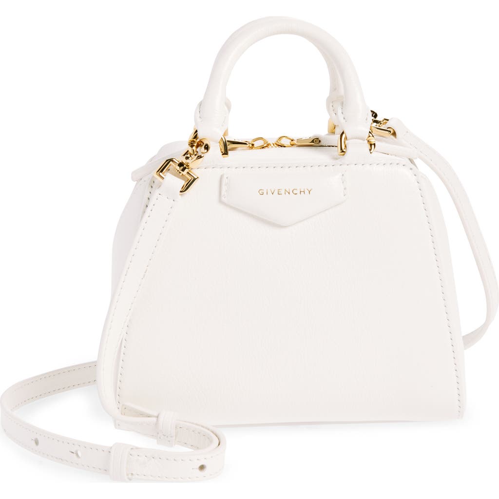 Givenchy Nano Antigona Cube Leather Crossbody Bag In Ivory