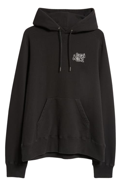 Shop Sacai Mark Gonzales One Love Graphic Hoodie In Black