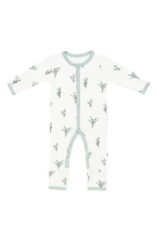 Kyte BABY Snap-Up Romper in White/Eucalyptus at Nordstrom