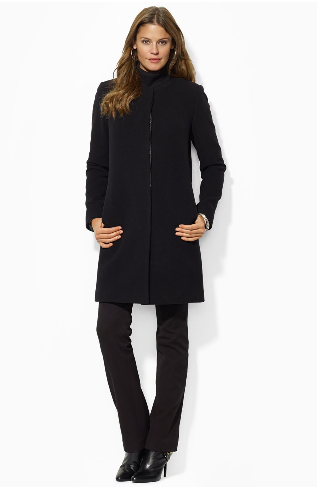 Lauren Ralph Lauren Collarless Wool Blend Coat Only) Nordstrom