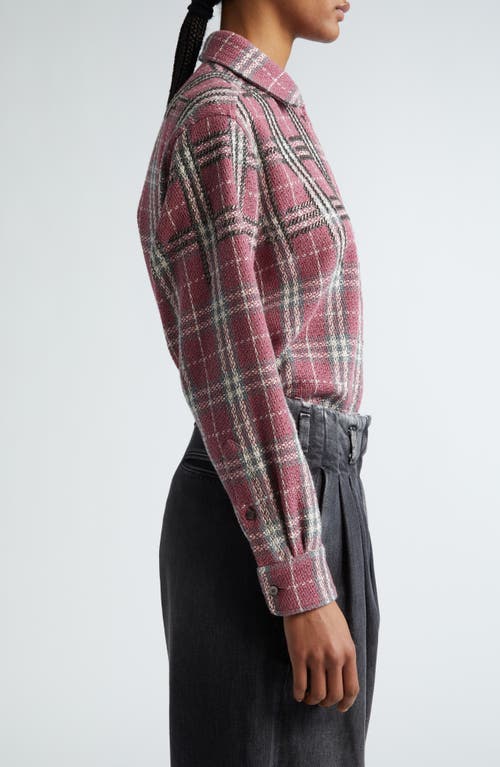 Golden Goose Journey Beaded Plaid Cotton Overshirt In Crushed Berry/sandshell/grey