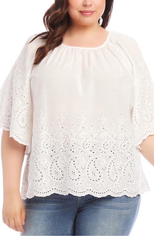Cotton Eyelet Embroidered Top in Off White
